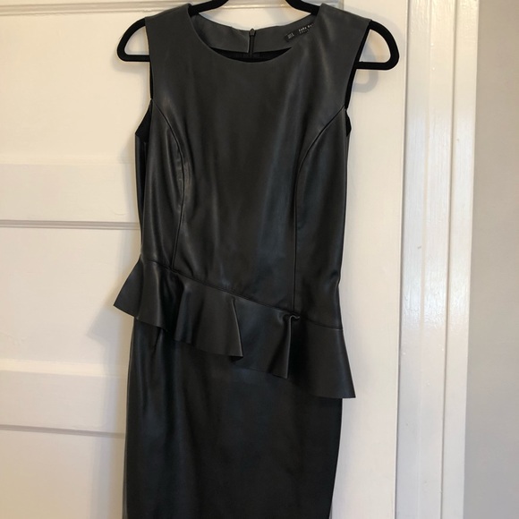 Zara Dresses Zara Vegan Leather Mini Dress Poshmark